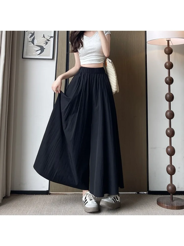 

Culottes Women Spring and Summer 2024 Academy Style Drop High Waist Slimming Half-length Casual Long Skirt Wide-leg Pants