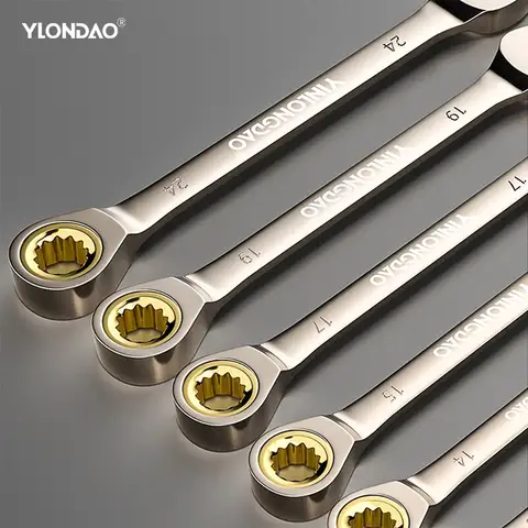 자동차 수리용 유연한 골든 래칫 렌치, 토크 범용 스패너, 미터법 수공구, 키 렌치, 1PC