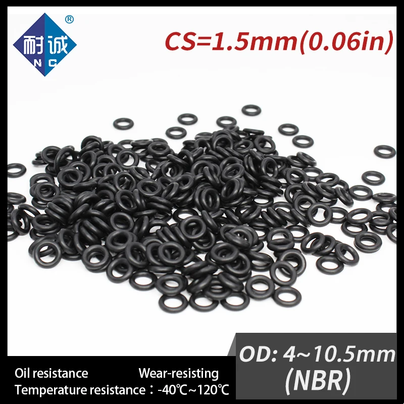 50PCS/lot Rubber Ring NBR Sealing O-Ring CS1.5mm OD4/4.5/5/5.5/6/6.5/7/7.5/8/8.5/9/9.5/10/10.5mm O Ring Seal Gasket Ring Washer