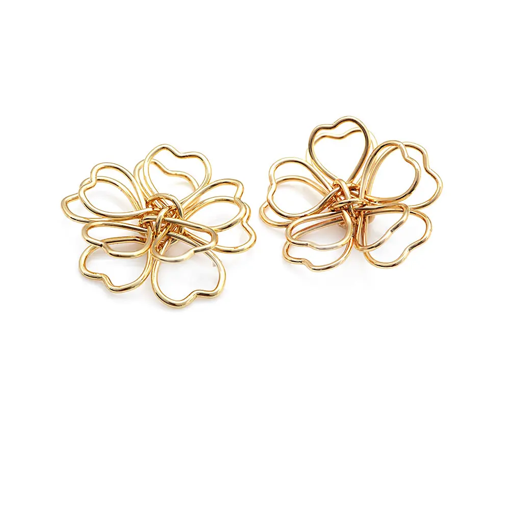 18K Gold Color 3D Wire Flower Charms Pendants High Quality Diy Jewelry Making Necklace Earrings Accessories for Women