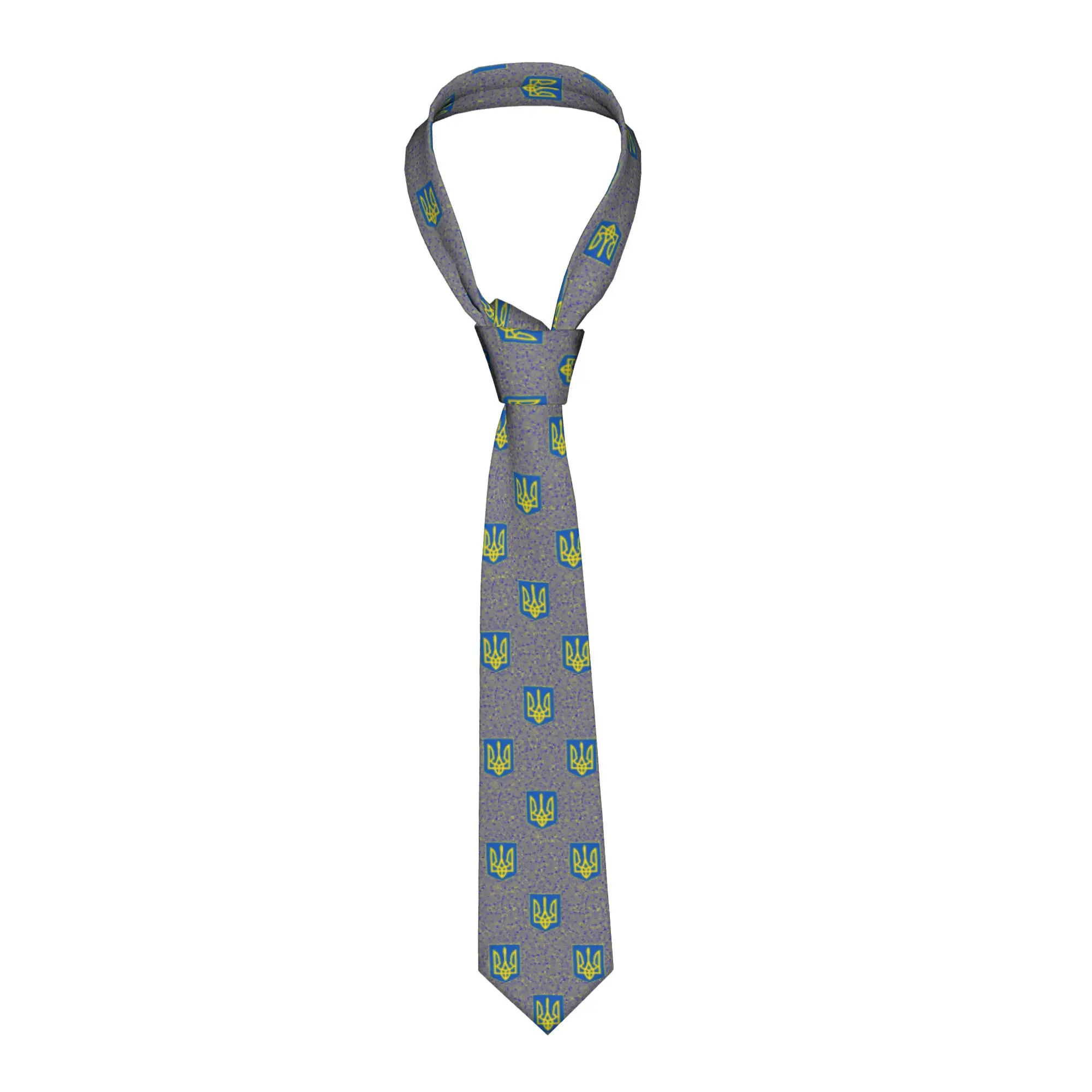 Formal Ukraine Flag Tie for Wedding Mens Ukrainian Coat Of Arms Necktie