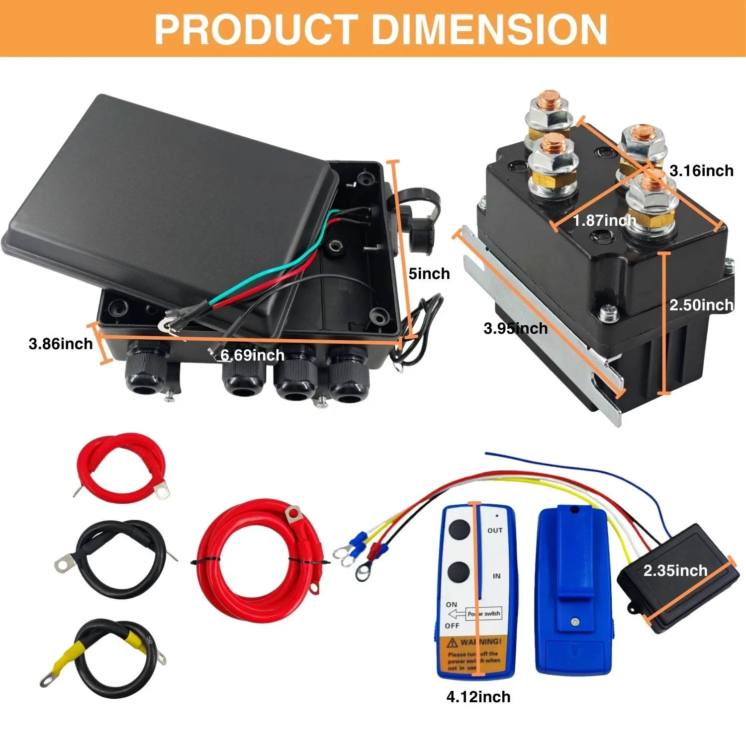 500A 12V Winch Solenoid Relay Kit With Control Box And Wireless Remote For ATV UTV Off Road Recovery Tool