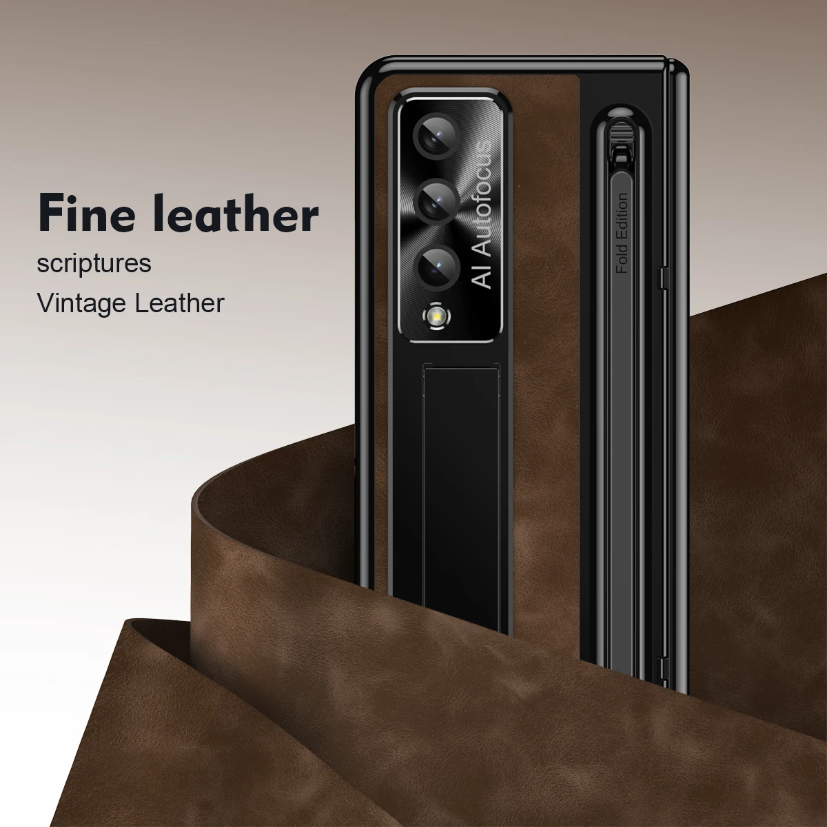 For Samsung Foldable Leather Phone Case For Samsung Galaxy Z Fold6 With Pen Phone Shell For Galaxy Z FOLD5 Folding Bracket Cover