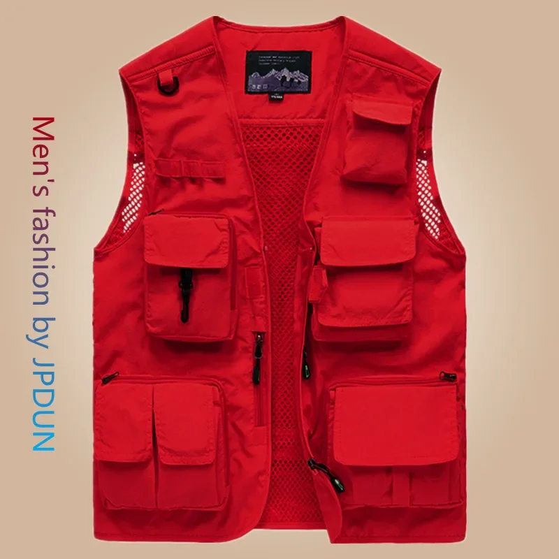 Maidangdi Outdoor Vest for Men Summer Multiple Pockets Large Size  Spring and Autumn Camisole Thin Nylon tooling style Jacket