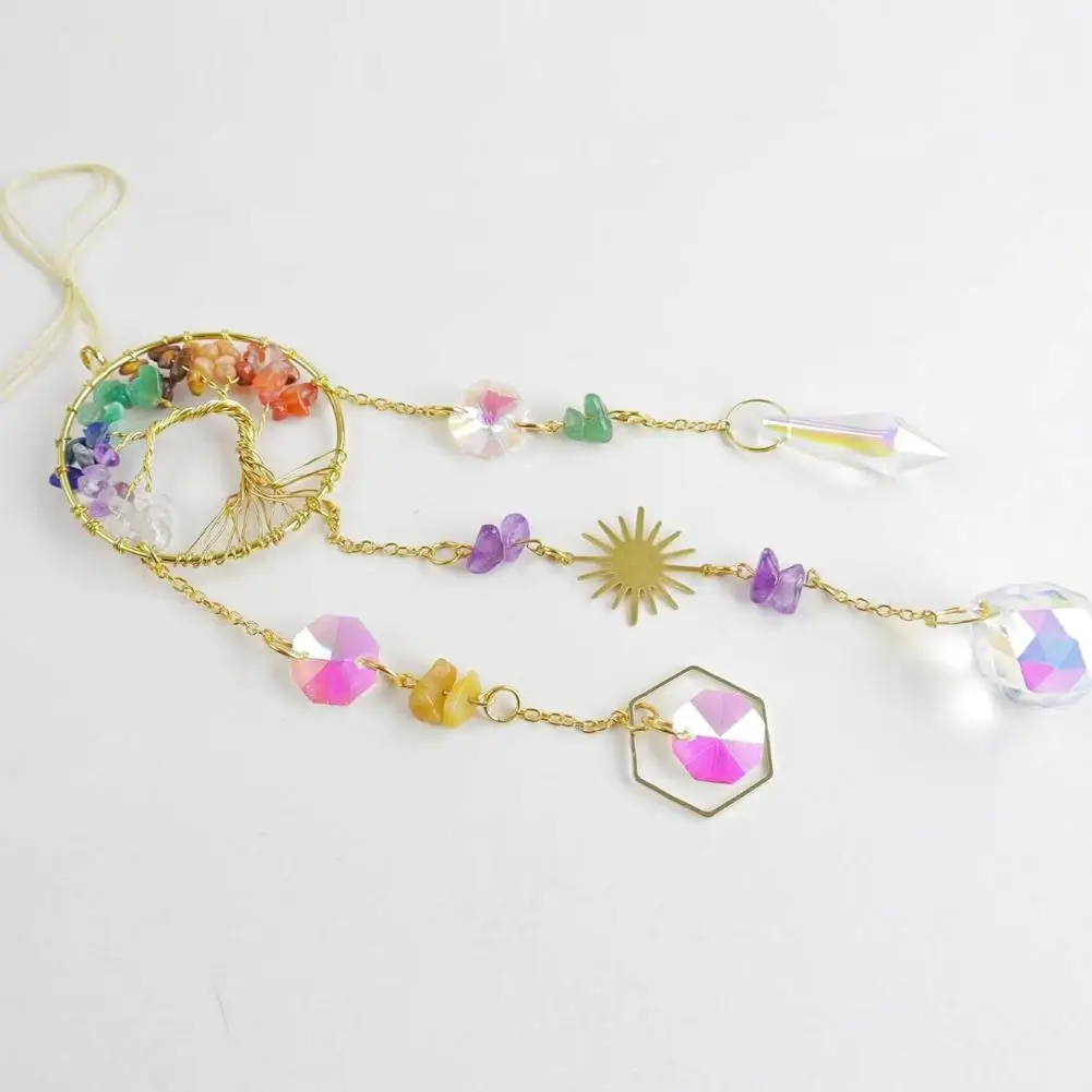 Colorful Crystal Dream Catcher Suncatcher - Tree of Life Rainbow Light Catcher for Holiday Garden Window Home Decor