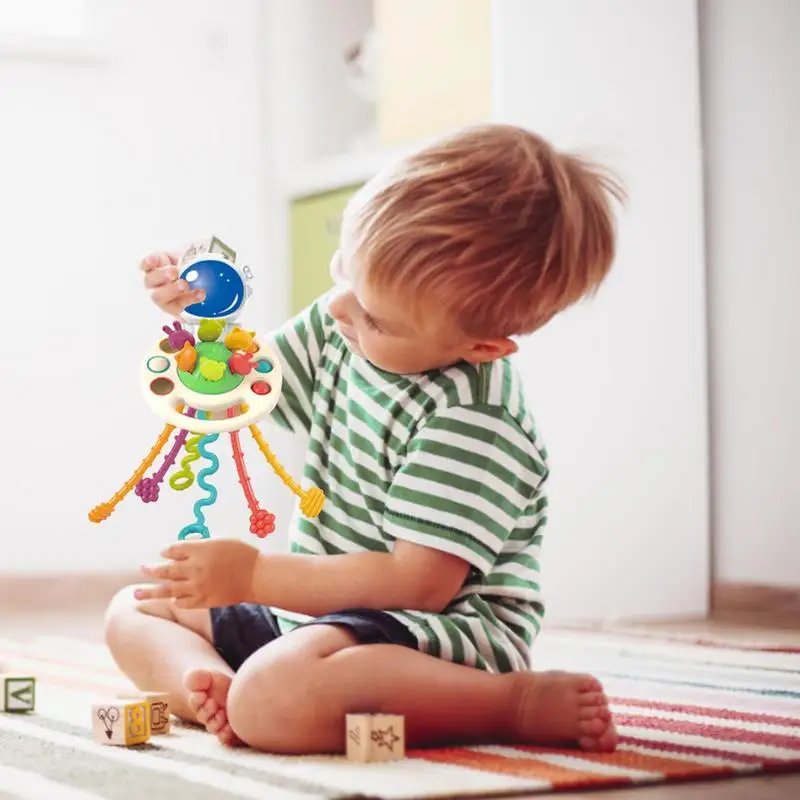 Pull String Aktivität Spielzeug Lebensmittel qualität Silikon Pull String Aktivität Spielzeug Baby sensorische Spielzeuge für motorische Fähigkeiten Babys pielzeug 18 Monate