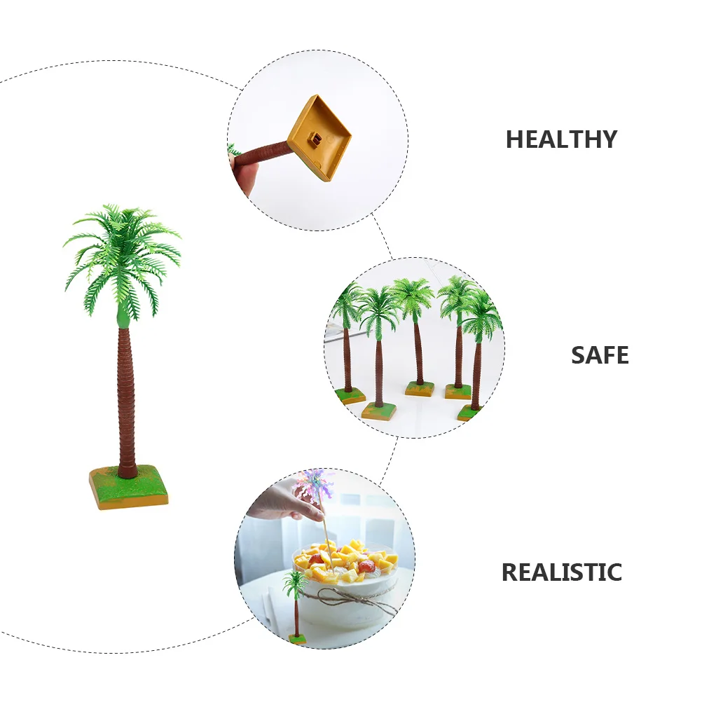 

6pcs Coconut Tree Cake Toppers Realistic Green Palm Models For Birthday Cake Decorations Cupcake Dessert Bakery Supplies Mini
