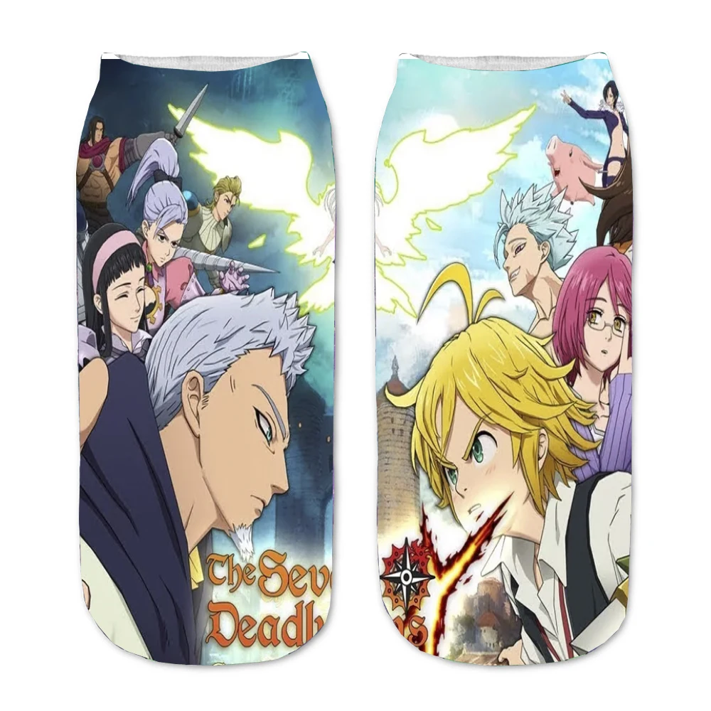 

Socks Anime The Seven Deadly Sins 3D Printed Cartoon Straight Socks Men Women Short Sock teenager Kawaii Party Ankle cute Sock