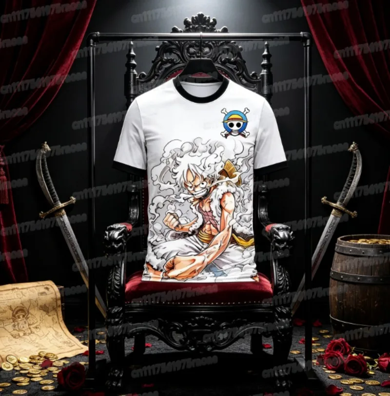 One Piece T-Shirt Shanks Four Emperors Jersey Summer Casual Breathable Short Sleeve Boys Clothes Outdoor Tops FamilyMatching