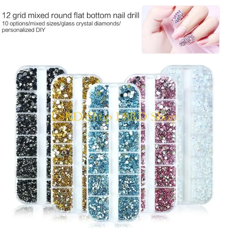 L8RD Round Art Rhinestones Flat Back Glitter Diamond Tips Decorations