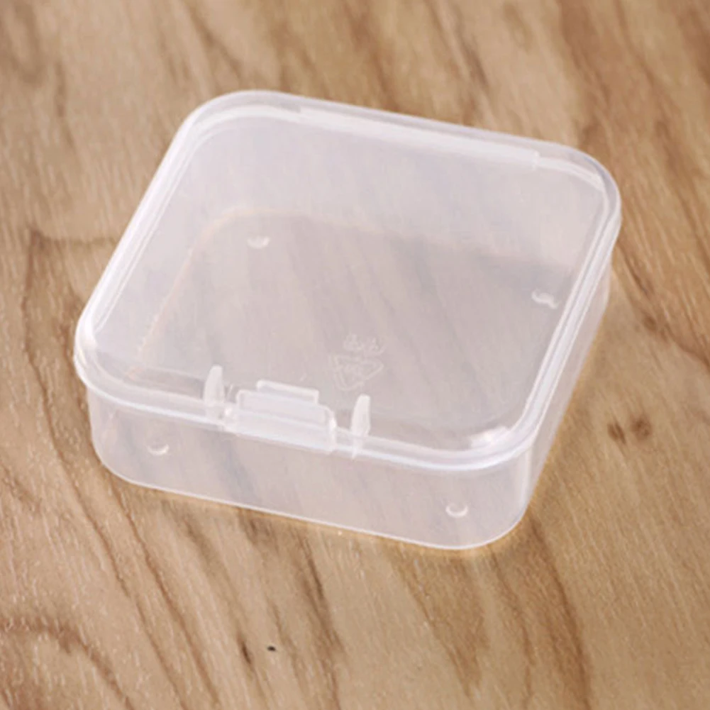 6pcs Mini Square Transparent Plastic Storage Box Earrings Container Case Thickened Buckle Safe Non Fragile Jewelry Organizer