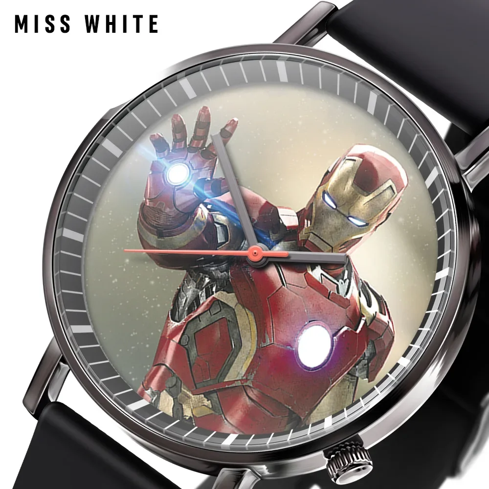 Hot Marvel Wraak Superheld Iron Man Anime Trend Fashion Boy Quartz Horloge Creatief Cadeau Verjaardagscadeau Kan Vrienden Weggeven