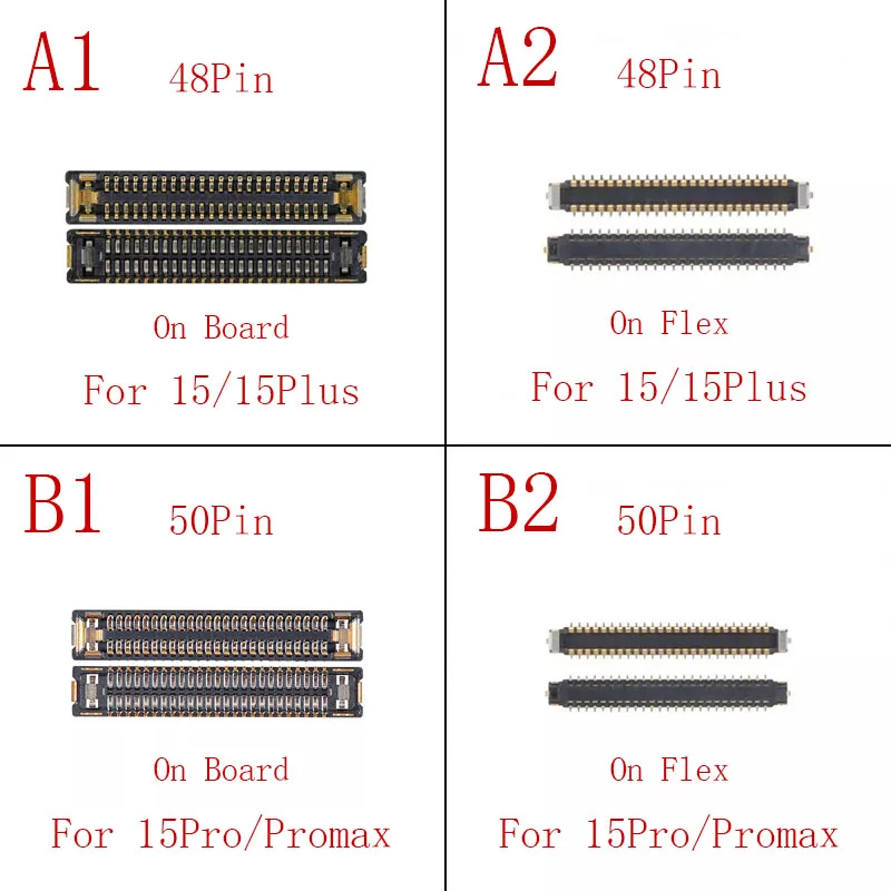 5pcs-10Pcs 48 50 Pin LCD Display FPC Connector For IPhone 15Pro 15 Pro Max Plus 15Plus 15ProMax Touch Screen Plug On Motherboard