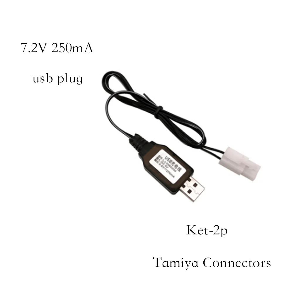 7.2V 250mAh ket-2p USB Battery Charger Units For NiCd NiMH battery pack charger For RC toy car tank boat 7.2 v Tamiya Charger