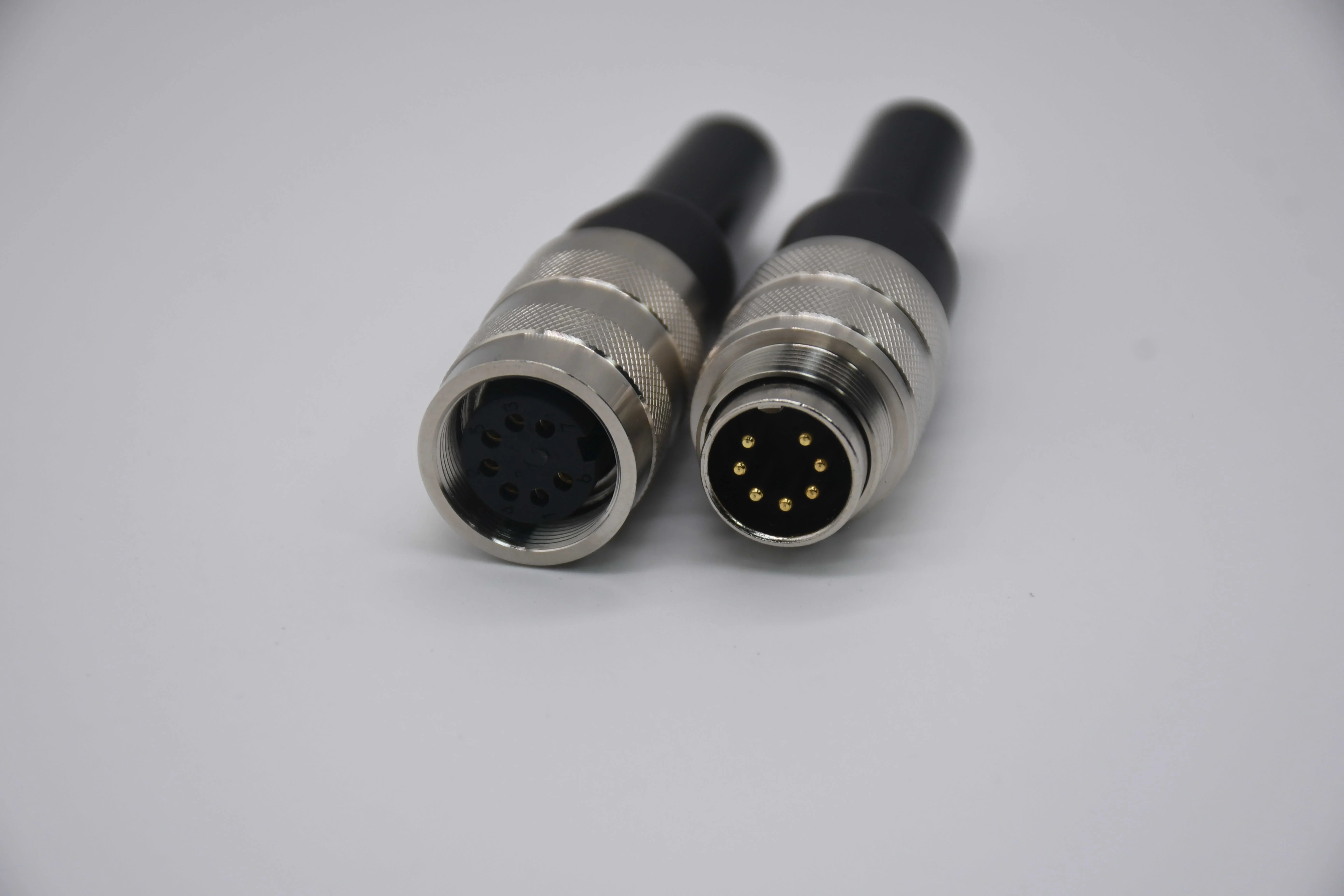 M12 M16 Round Connector 6 7 Pole Male Female Straight Screw-Joint Plastic Housing Brass Gold-Plated Contact Plug