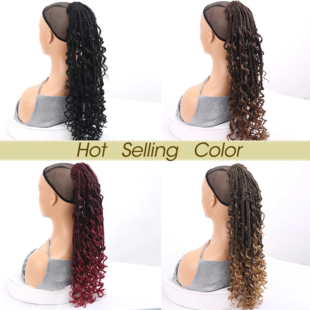 Amir Box Braids Ponytail Extension Bundled Braiding Ponytail Extension Straight Braid Ponytail Synthetic Hairpiece for Women