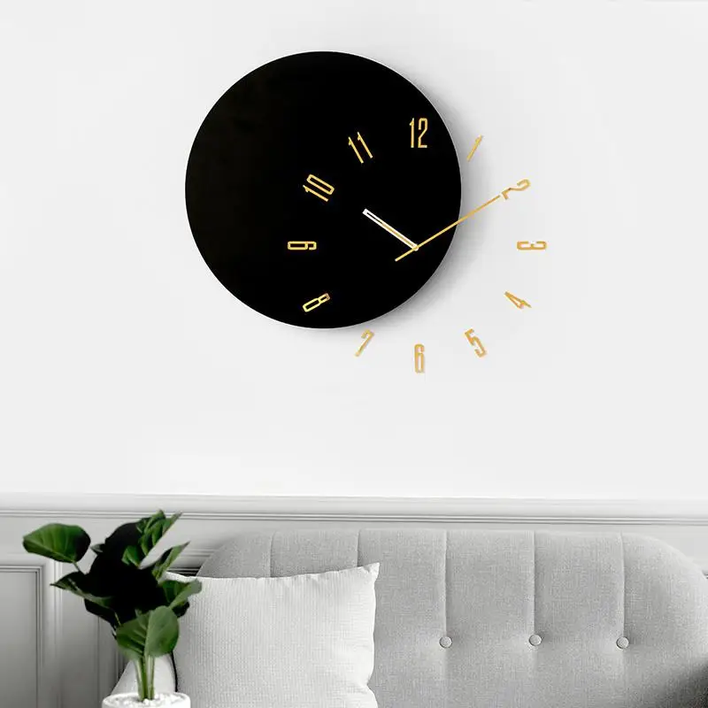 ساعة حائط خشبية من لوح MDF - تصميم ملصق الأرقام، ساعة DIY لغرفة المراهقين - ديكور داخلي للمنزل باللون الرمادي، Horloge AZ #3