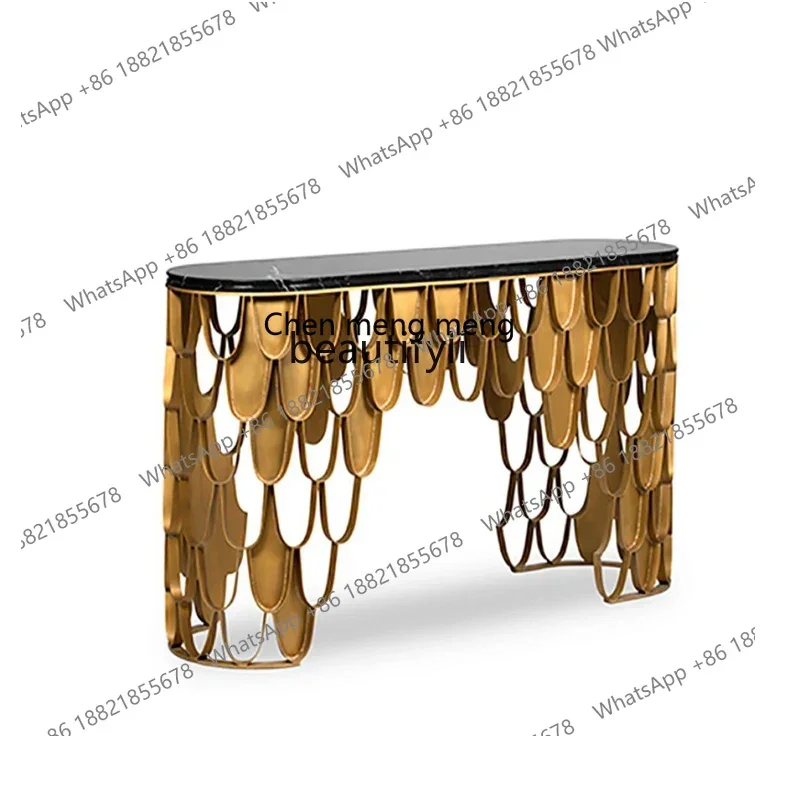 B178 Marble side table designer fish scale against the wall entrance table European entrance table light luxury decoration2936