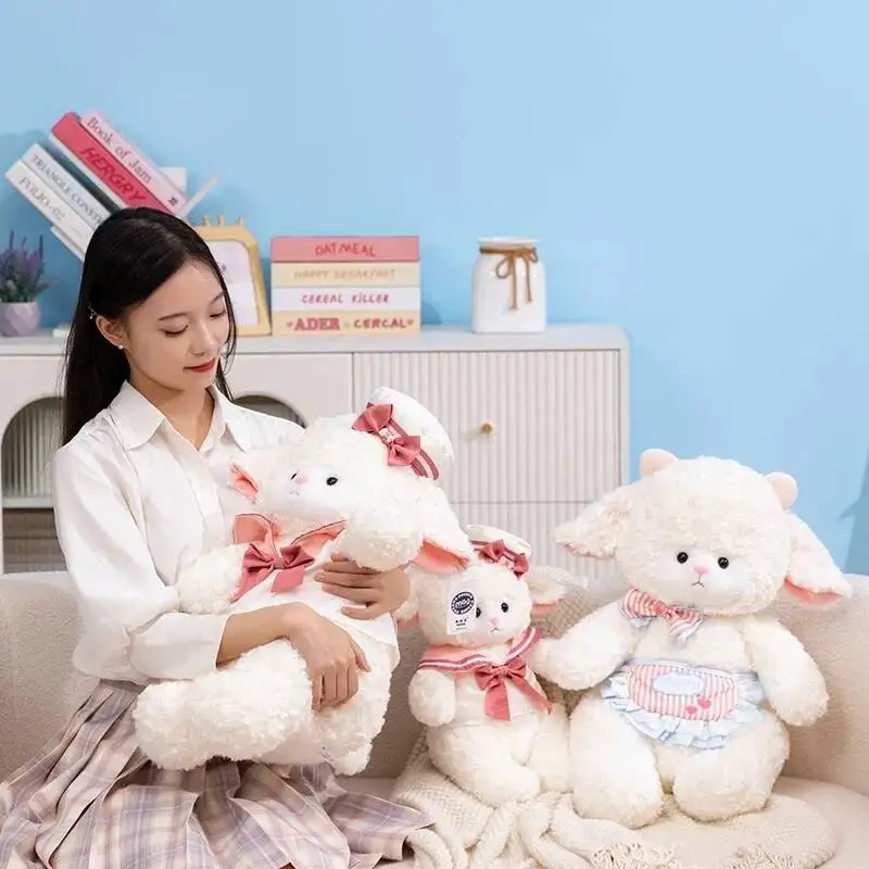 Appease Little Sheep Plush ของเล่น COZY Fluffy การ์ตูนลูกไม้ Bow Tie & Naval Uniform ตุ๊กตาแกะ Gentle เด็ก Companion ของขวัญวันเกิด