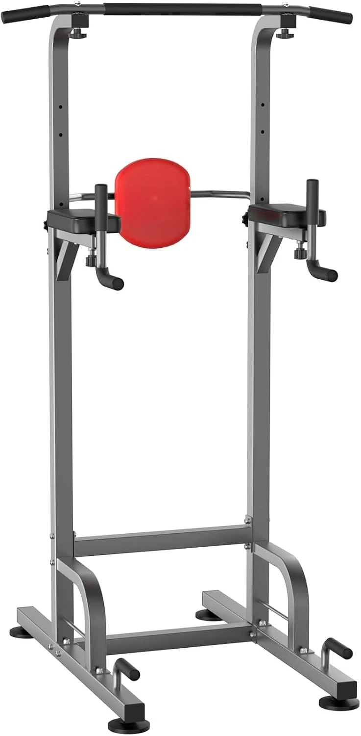 Multi Function Pull Up Bar Power Tower Dip Station, Free Standing Strength Training Fitness Equipment, Full Body Workout Stand, Modern Minimalist Style, Black, Single Set