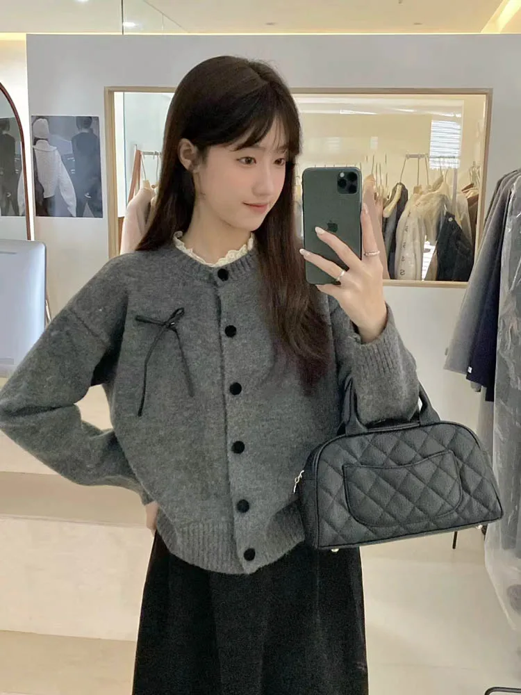 

Южная Корея, корейский дикий сладкий возрастной кружевной вязаный кардиган, весенне-осенний свитер, свитер в студенческом стиле, куртка 15