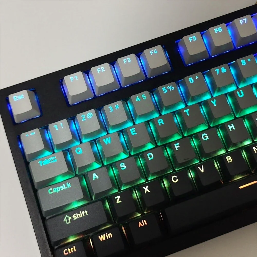 GEFENSI 134 Key Gradient Keycap OEM PBT Engraved Light Transmission Personality For Mx Switch LED Light Mechanical Keyboard Keyc