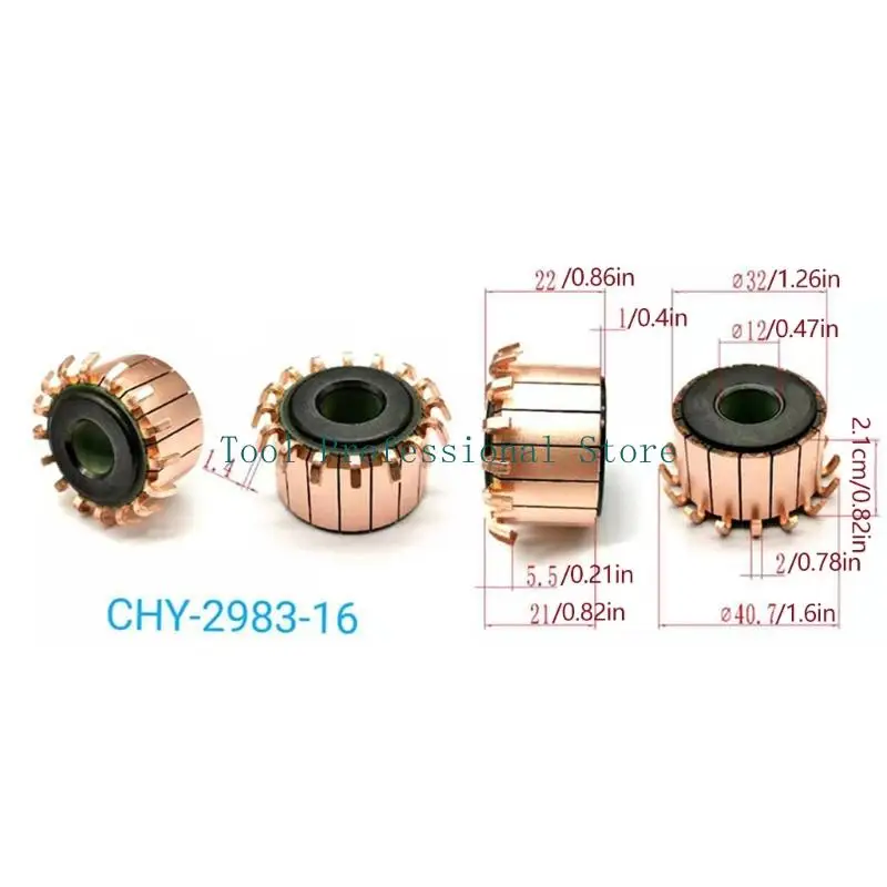 57QF Tool Motor Commutator, 16 Gears Teeth Hook Type 12MM Inner Part Use