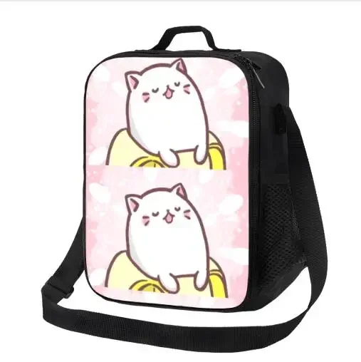 Cute Cat Insulated Lunch Bag for School Work Office Picnic Butterfly Tote Lunch Box Containers for Cat Lover Kids Reusable Bag