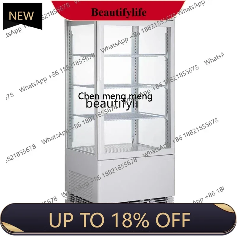 

A01 78L air-cooled commercial four-sided transparent glass refrigerated display cabinet, vertical cooked food and beverage freez