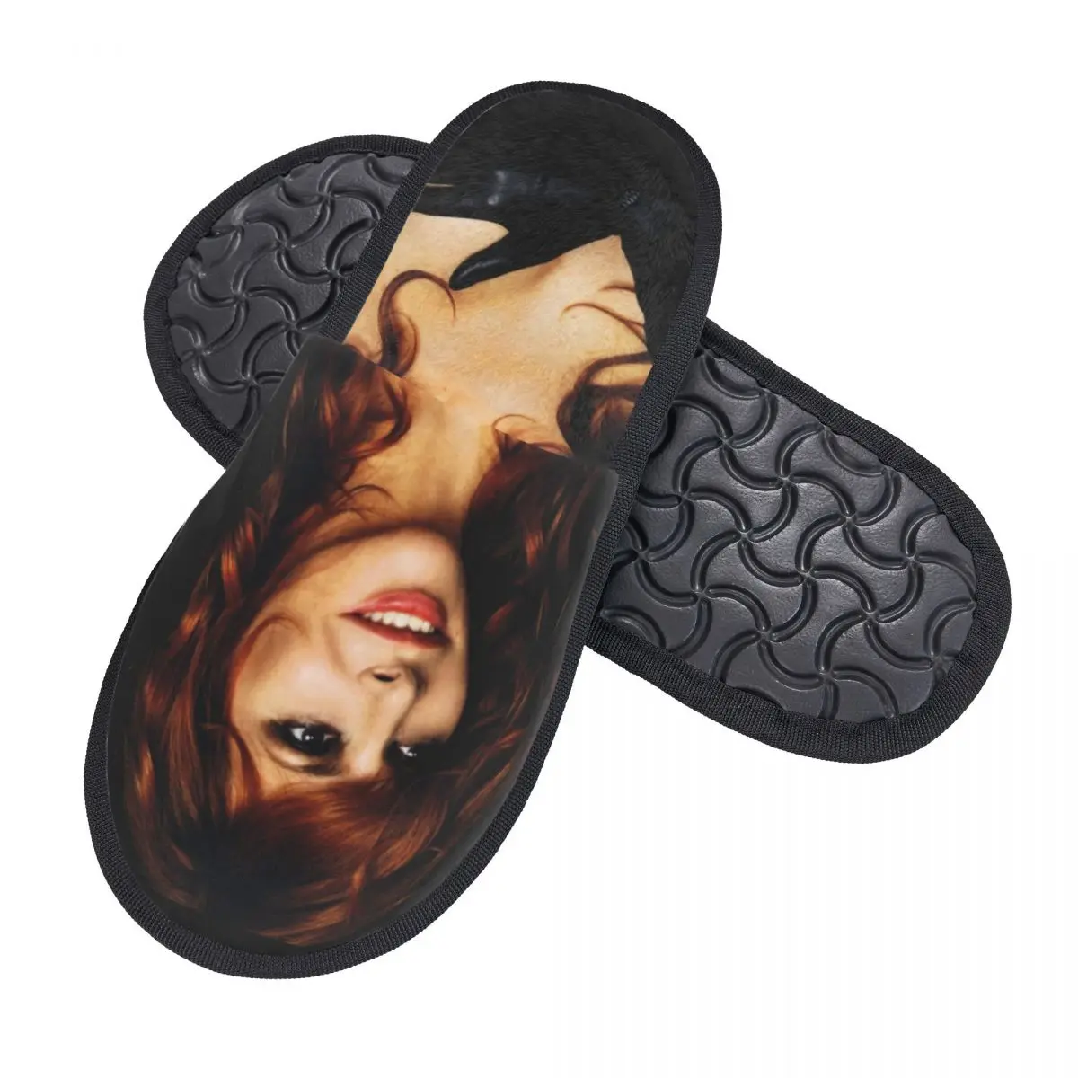 Mylene Farmer-Chinelos de casa adoráveis de espuma de memória personalizados para mulheres, aconchegante chinelo antiderrapante quente, macio, adorável