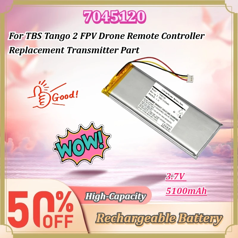 7045120 3.7V 5100mAh Rechargeable Li-polymer Battery for TBS Tango 2 FPV Drone Remote Controller Replacement Transmitter Part