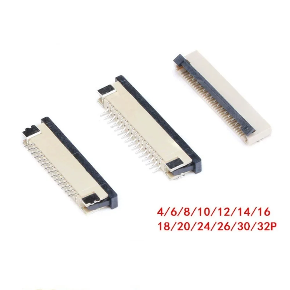 4P 6P 8P 9P 10P 12P 14P 16P 18P 20P 24P 26P 30P 32Pin 1.0mm FFC FPC flat cable connectors socket top or bottom contact