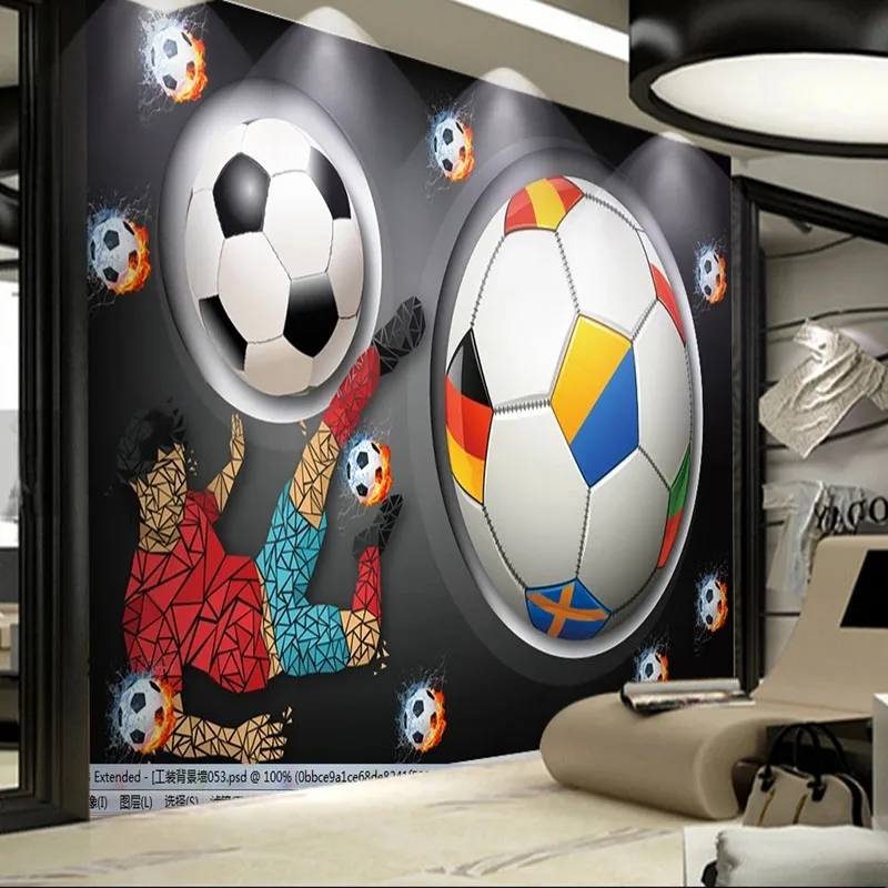 Custom Any Size 3D Abstract Soccer Background Wallpaper For Bedroom Walls Decorative Painting Papel De Parede Home Décor Tapety