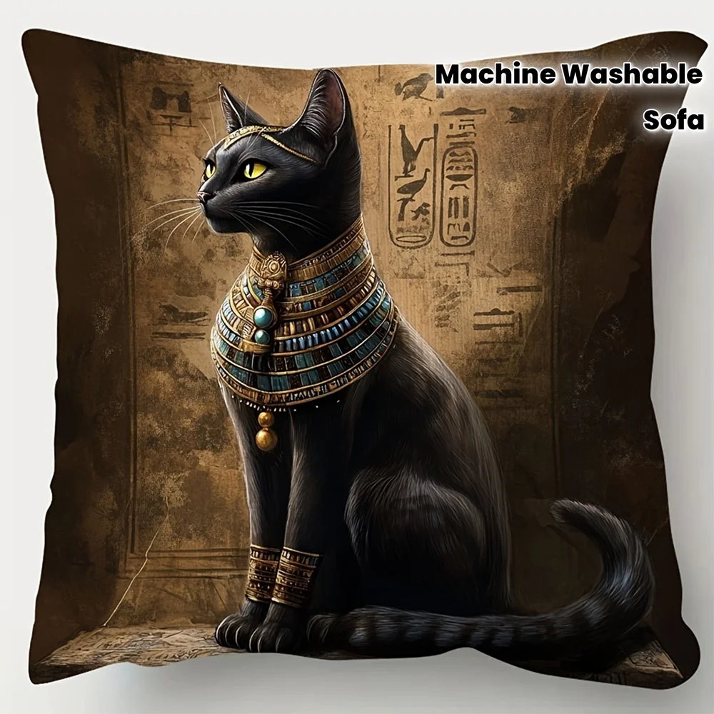 Pillow Cover 20X20 - 2D flat-Vintage Egyptian Bastet Black Cat