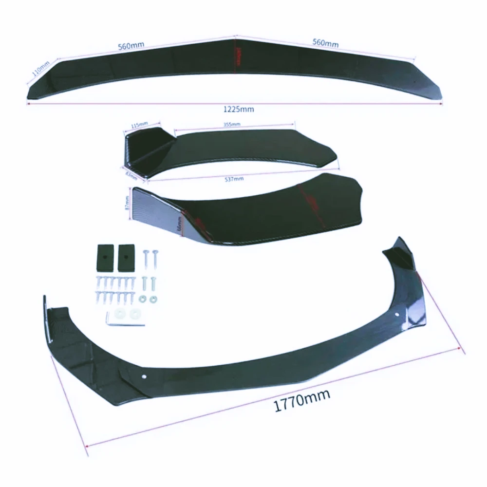 

Para Audi A3 A4 A5 A6 A7 B8 S4 S5 divisor de parachoques delantero labio alerón Universal difusor de hoja delantera accesorios k