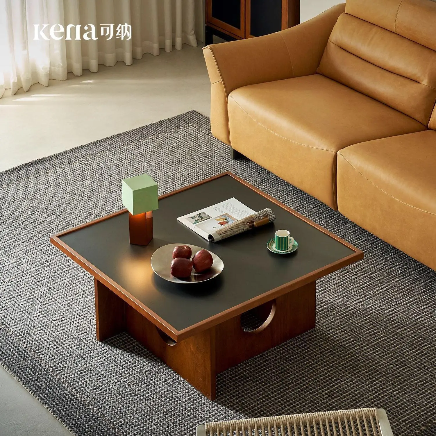 

Coffee table medieval rock slab solid wood small apartment living room French retro designer tea table simple coffee table