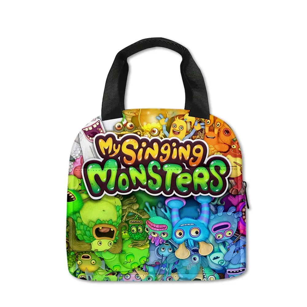 New My Singing Monsters Monster Concert Lunch Bag Elementary School Students Portable Ice Bag Children Zipper Shoulders Mochila