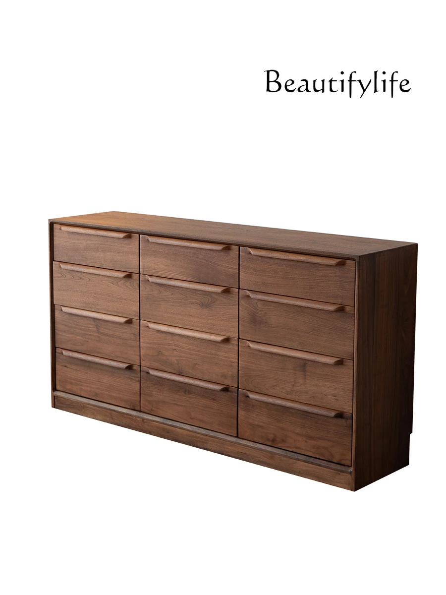 

North America Black Walnut Wooden Chests of Drawers 12-Drawer Storage Solid Wood Bedroom Storage Black Walnut Wood