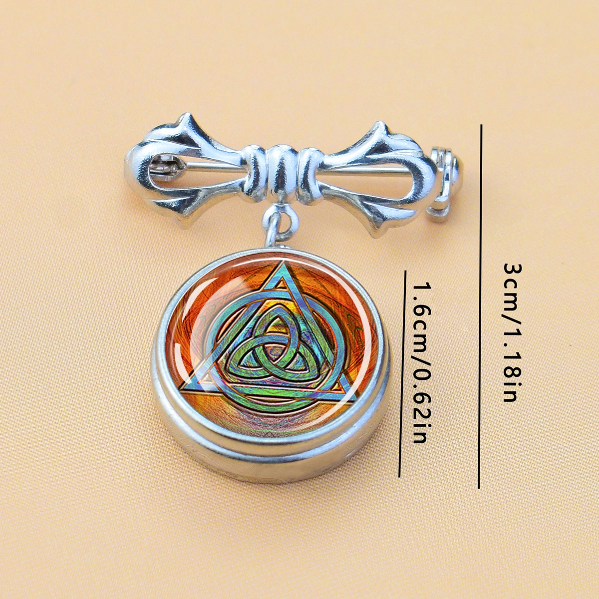 1PCS 16MM Button Style Lapel Pin For Men Triquetra Celtic Knot Ancient Irish Unity Symbol Multipurpose Collar Hat Badge