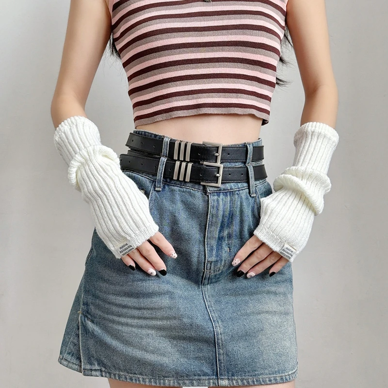 네일 소재 디스플레이 소녀 니트 따뜻한 장식용 팔토시 청소년용 긴 손가락 없는 파일 장갑 네일 사진 배경