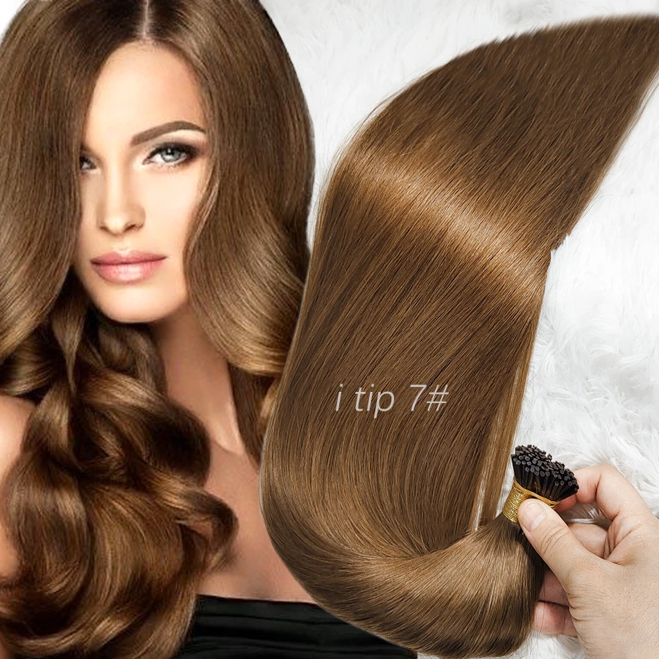 Shinehair I Tip Straight 100% Natural 7# Human Hair Bulk For Braiding Extensions Unprocessed No Weft 18-30 Inches Lady Hairs