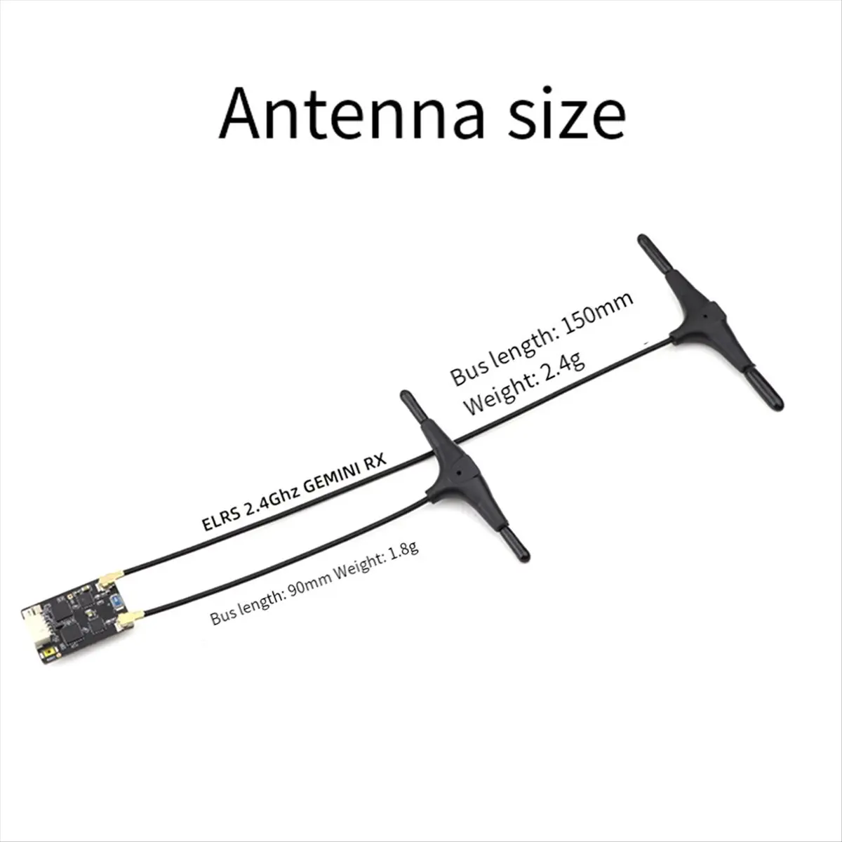 A26Z ELRS GEMINI RX Dual Receiver 2.4Ghz 150mm & 90mm Antennas for Enhanced RC FPV Drone Racing Performance