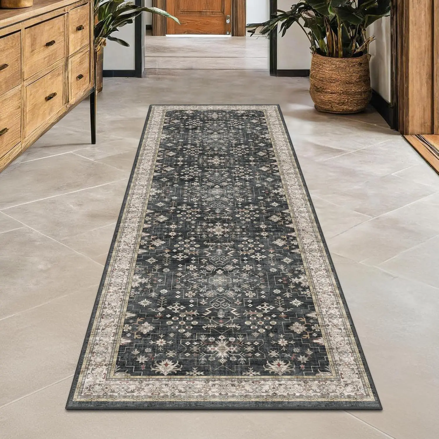 

Моющийся ковер-дорожка 2x6 для прихожей, кухни, спальни, нескользящий, с коротким ворсом, безопасный для детей и домашних животных, мягкий, складной