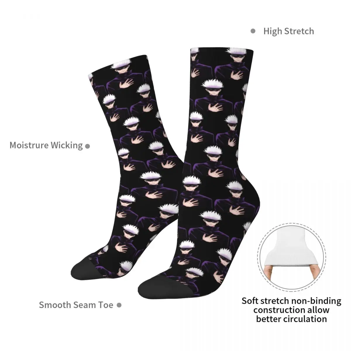 Jujutsu Kaisen Gojo Satoru Unisex Winter Socks Hip Hop Happy Socks Street Style Crazy Sock