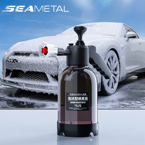 Imagen 2 del producto SEAMETAL-pulverizador de espuma con bomba manual de 2L, lavadora neumática de espuma para nieve, botella pulverizadora para lavado de coches de alta presión para limpieza del hogar y el coche