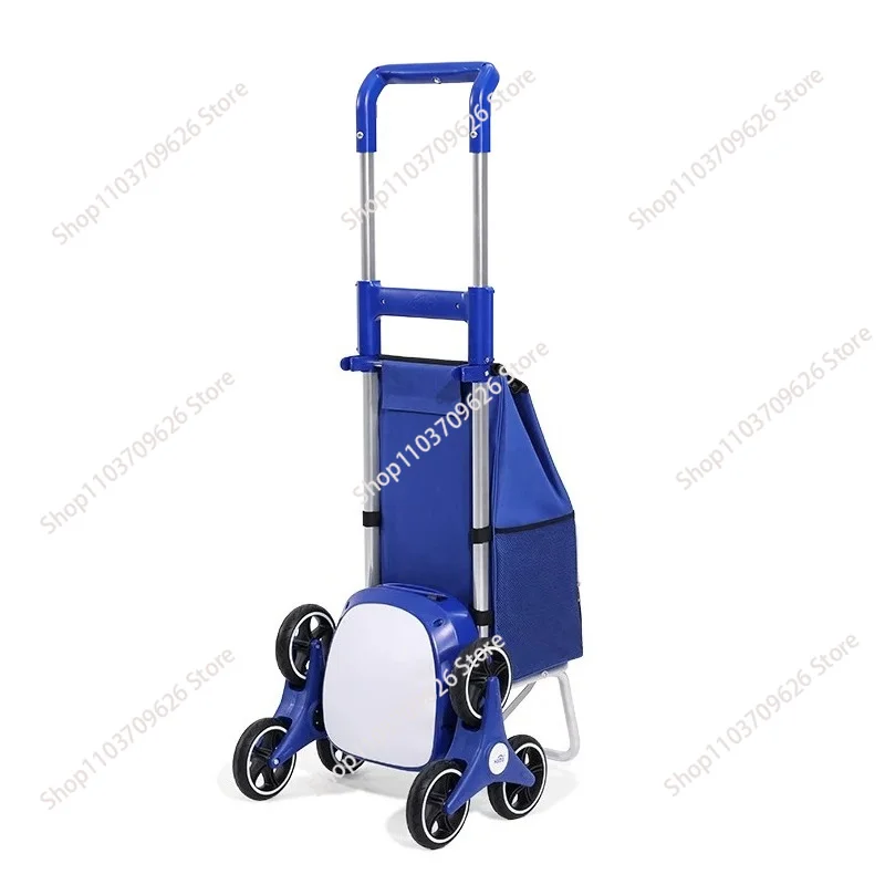Electric Stair Climber Shopping Cart Foldable Portable Household Grocery Trolley Small Hand‑Pulled Cart for Elderly Use