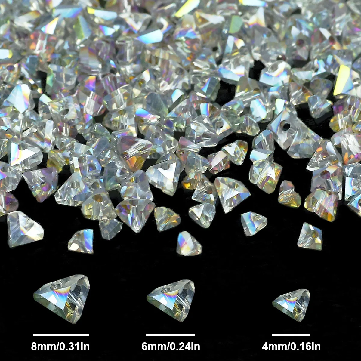 AB Color Triangular Austrian Crystal Glass Loose Spacer Beads 1strand 4/6/8mm For DIY Jewelry Making Bracelet Necklaces Earrings