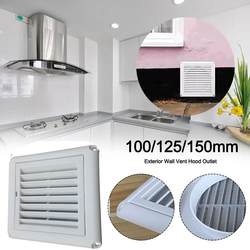 With Flaps Air Vent Grille Ventilation Cover 150*150mm/200*200mm Louver Vent Heating Cooling Vents Plate With Insect Screen PP