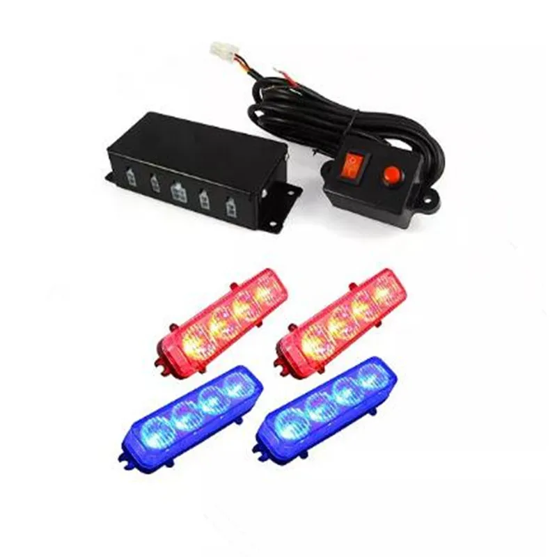 4 lightheads with control switch,Car surface mount Led warning light,Grille strobe light,4 flash mode,emergency light,waterproof