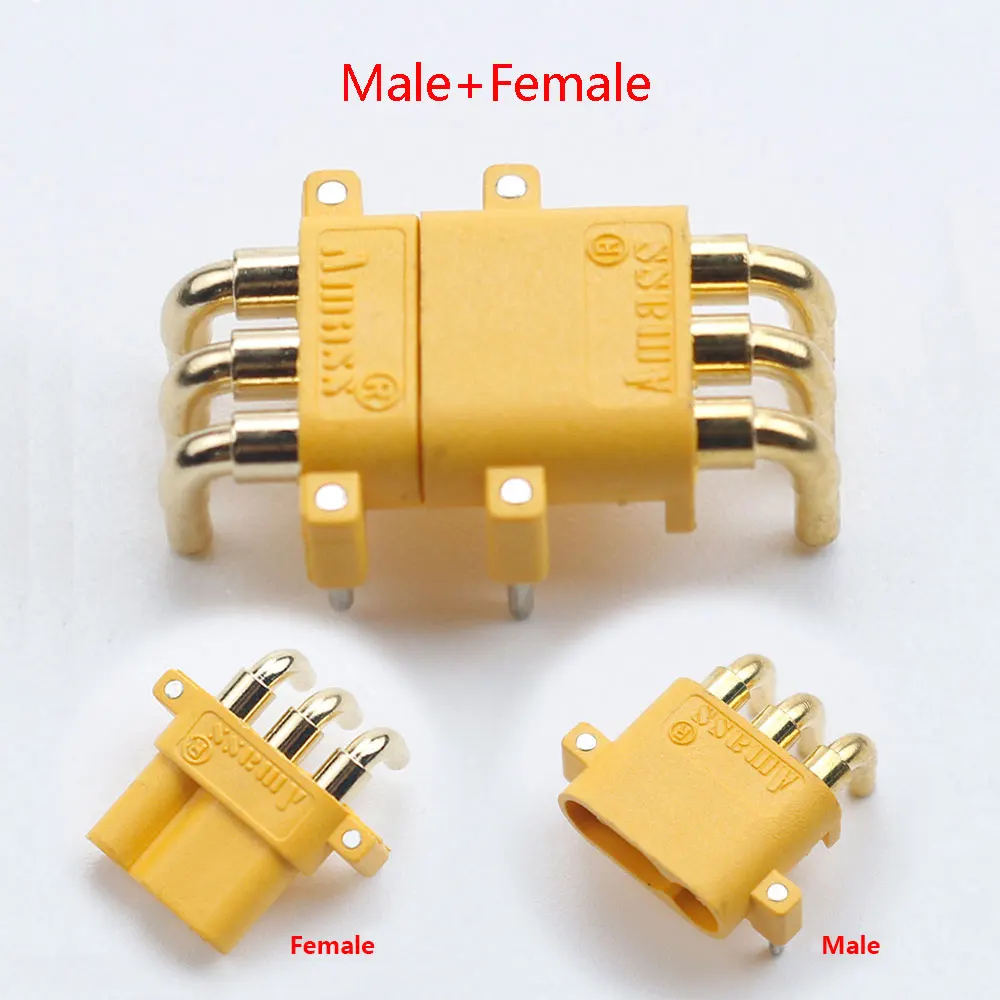 10Pcs/lot Amass MR30PW M-F Male Female Connector Plug PCB 3-PIN 90 Angle Motor ESC plug for Lipo Battery RC Multicopter Airplane